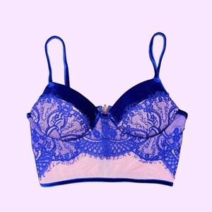 a'gaci Royal Blue Lace Longline Bralette